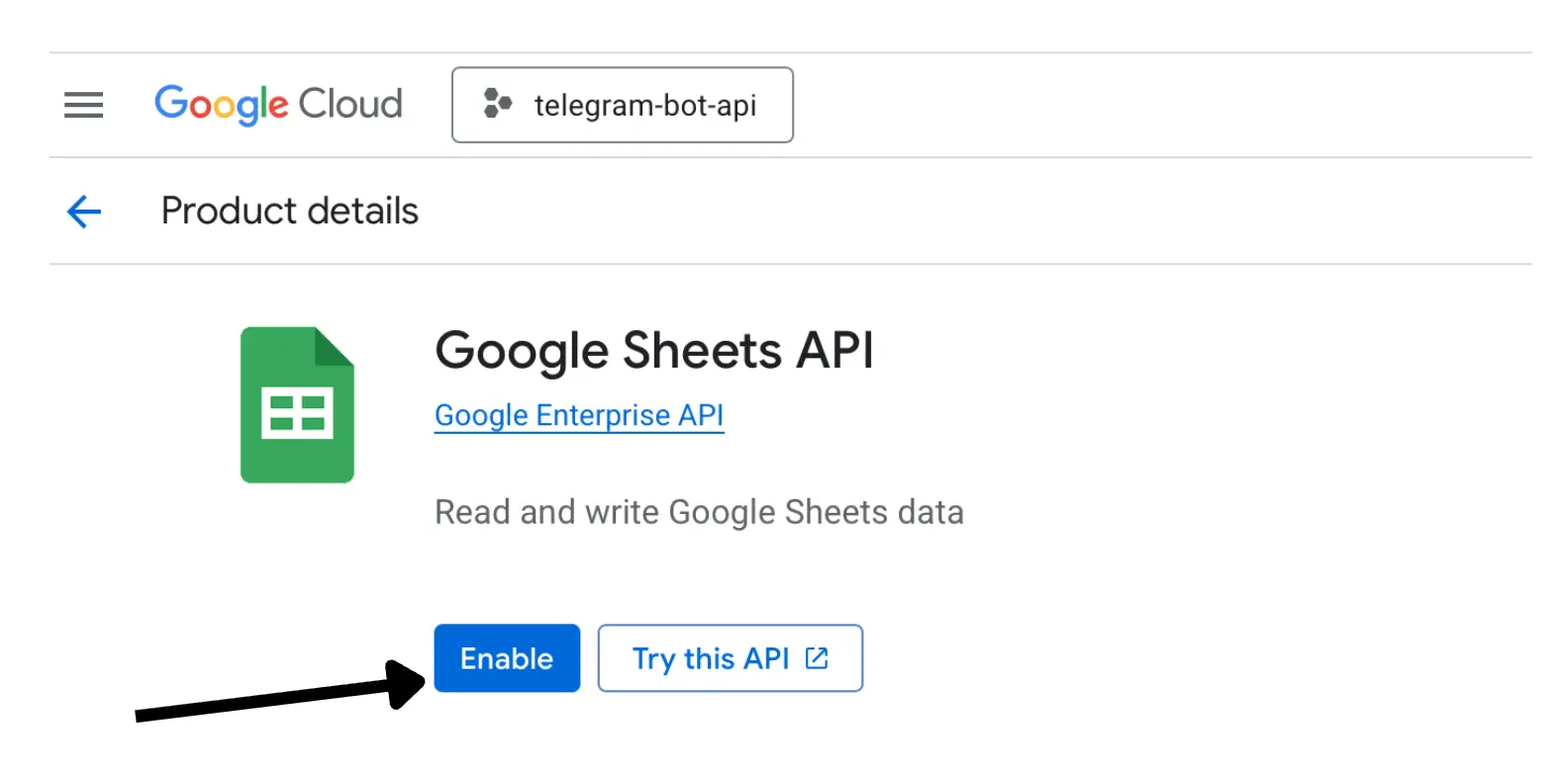 Увімкнення Google Sheets API